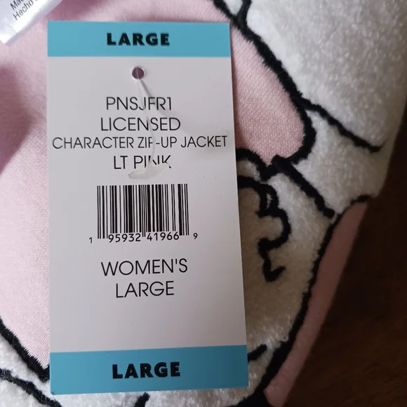 PEANUTS Snoopy Full Zip Hoodie Woodstock Embroidered Sweatshirt Pink Size L NEW - Picture 14 of 16